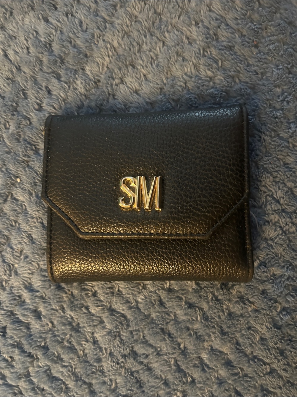 Steve Madden Black Pebbled Leather SM Logo Wallet